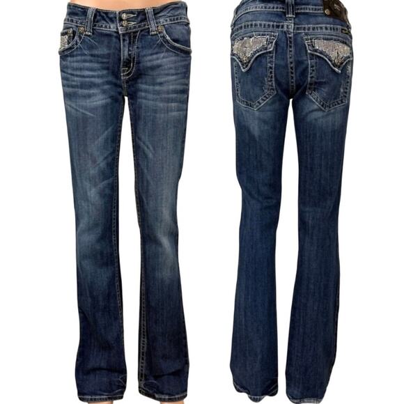 Miss Me Denim - Miss Me 30 low rise bootcut embellished rhinestone jeans J1 2562